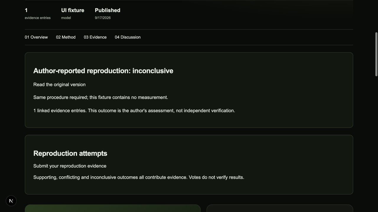 Community reproduction assessment and original-version link