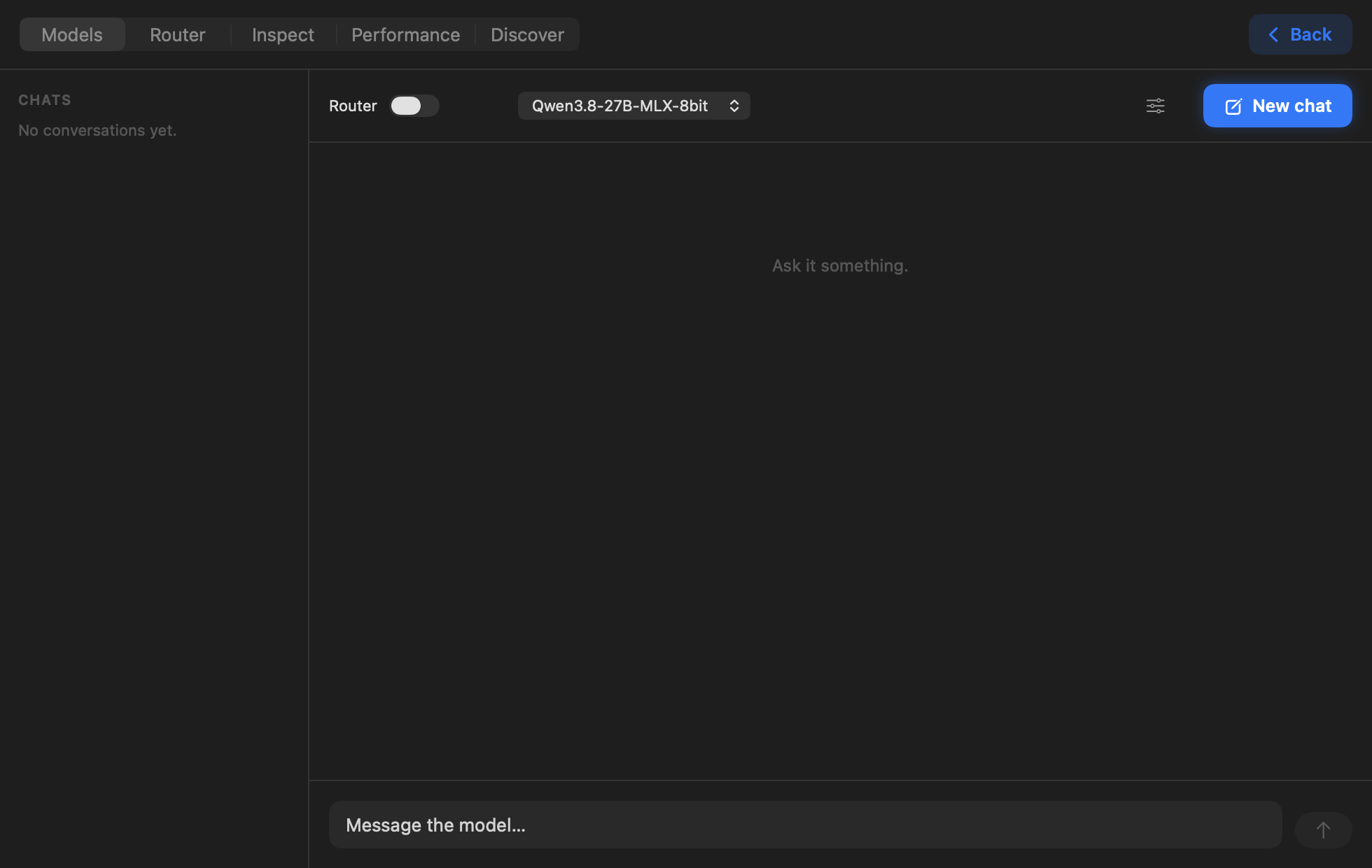 Native Chat showing a conversation and model output